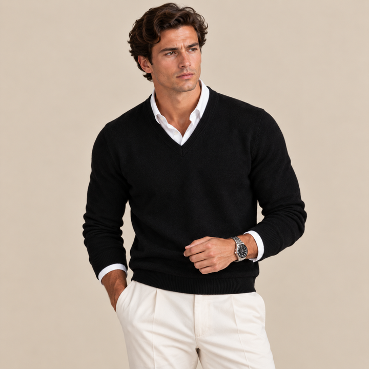 Jersey Clásico de Cuello Pico – Negro