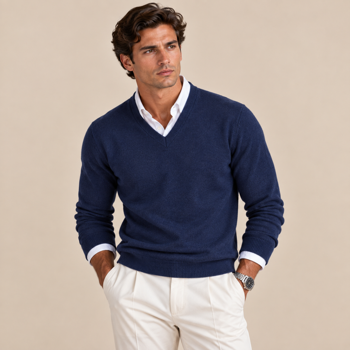 Jersey Clásico de Cuello Pico – Azul