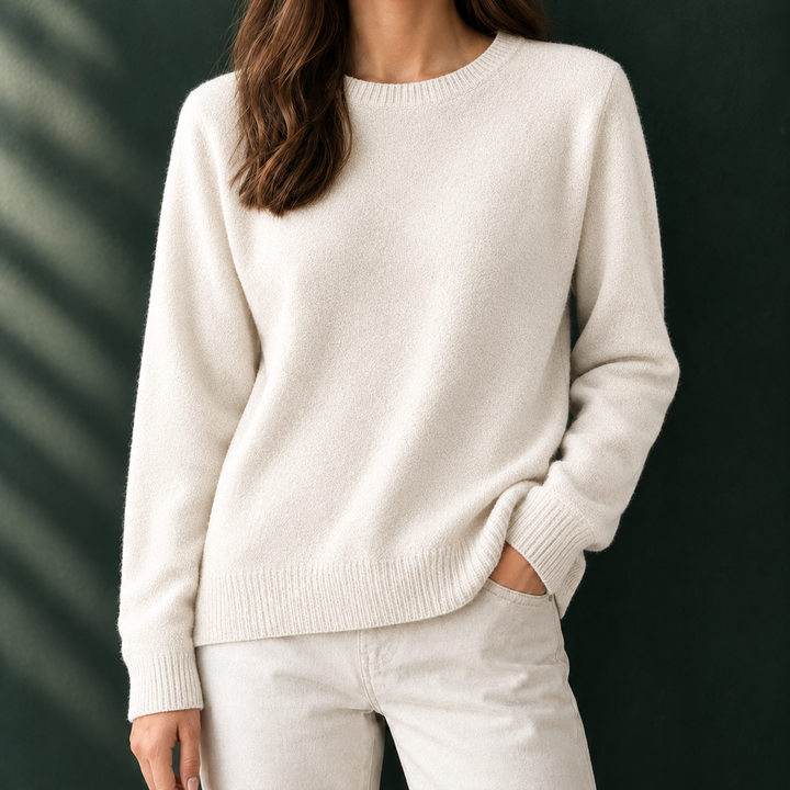 Jersey Clásico de Cuello Redondo – Blanco