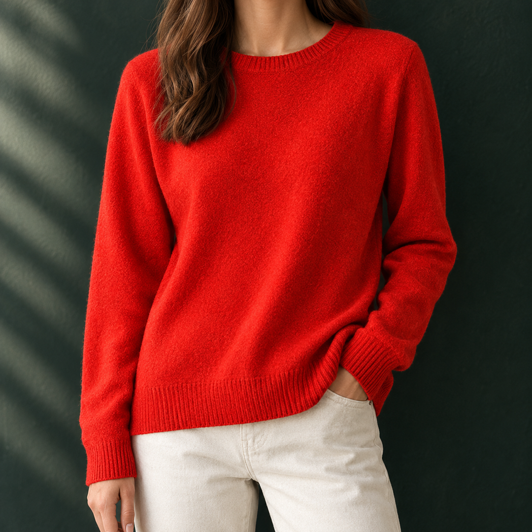 Jersey Clásico de Cuello Redondo – Rojo Vivo