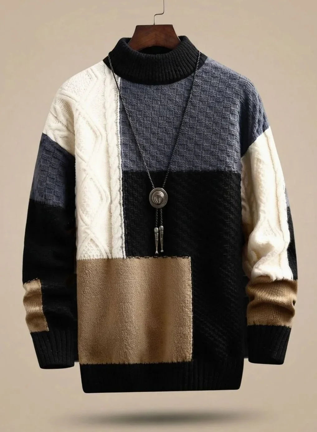 Jersey Colorblock Relajado – Negro