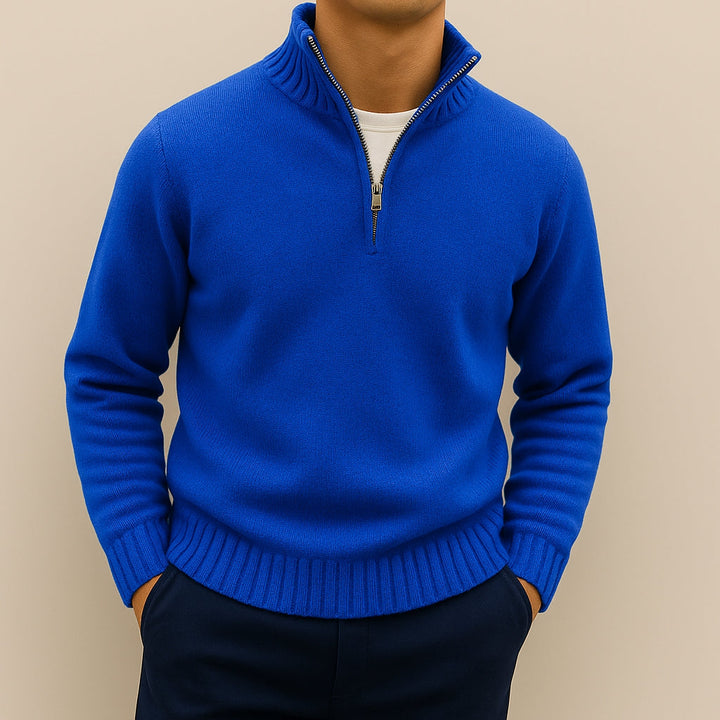 Jersey con Cremallera Corta – Azul