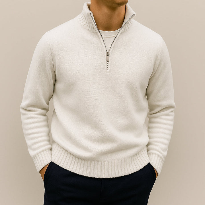Jersey con Cremallera Corta – Blanco