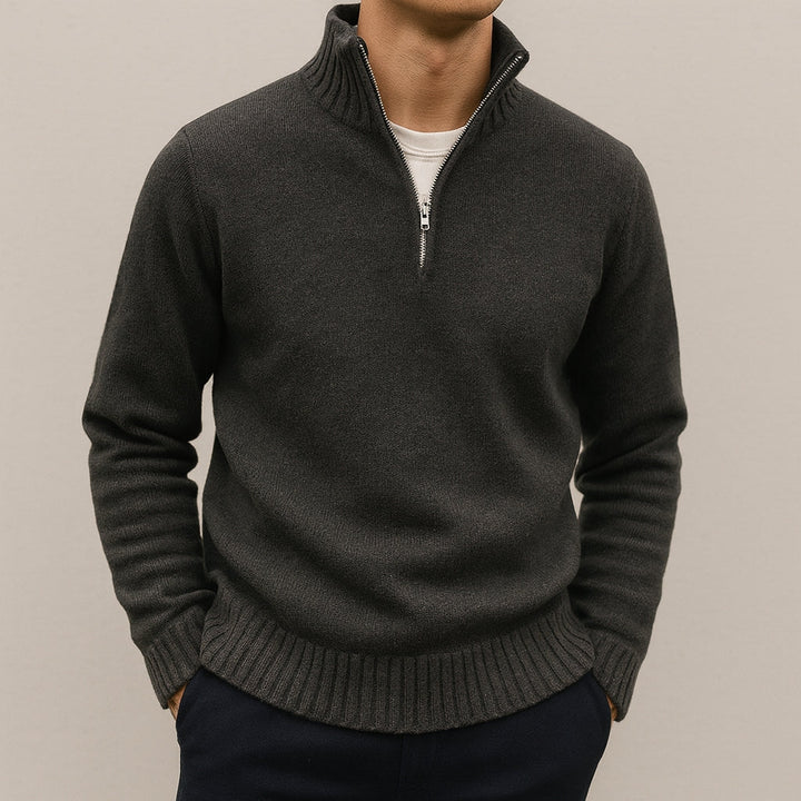 Jersey con Cremallera Corta – Gris Oscuro