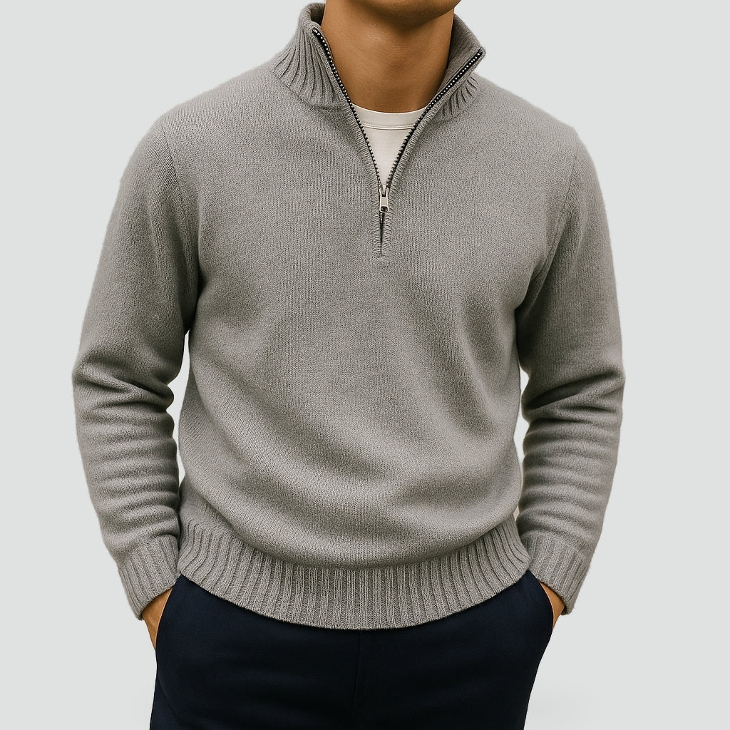 Jersey con Cremallera Corta – Gris Claro