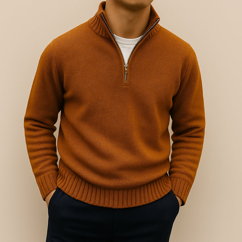 Jersey con Cremallera Corta – Marrón
