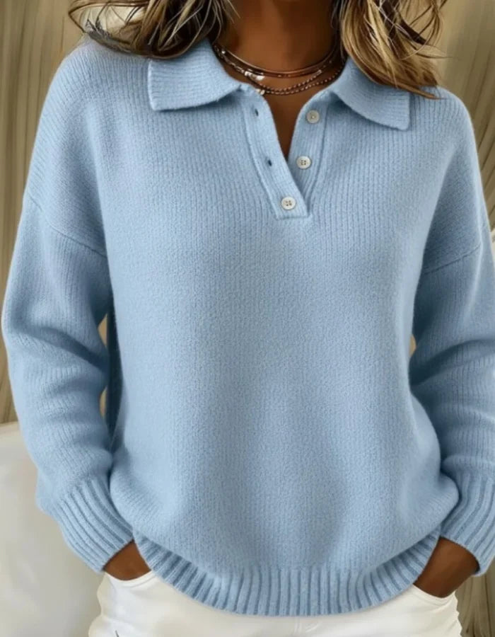 Jersey con Cuello Polo – Azul