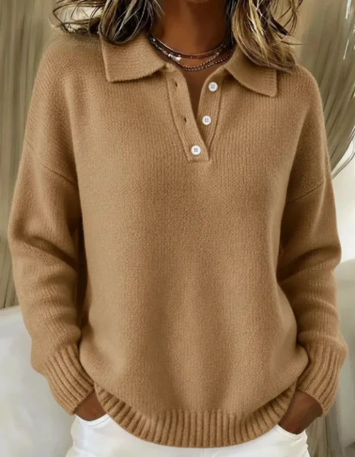 Jersey con Cuello Polo – Caramelo