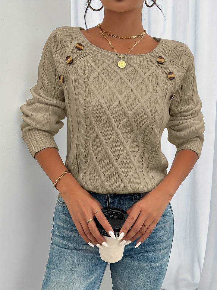 Jersey con Rombos y Botones – Caqui