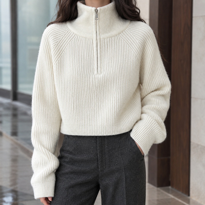 Jersey Corto con Cremallera – Blanco