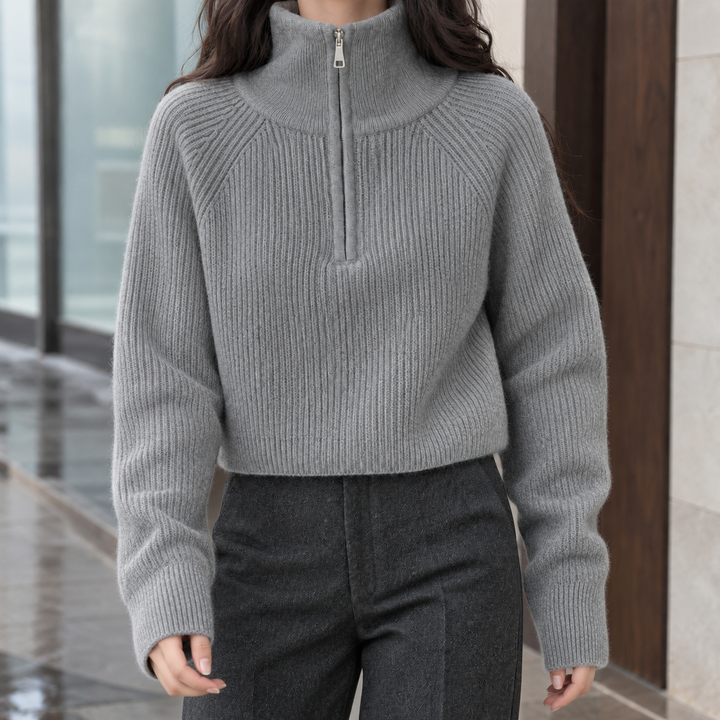 Jersey Corto con Cremallera – Gris