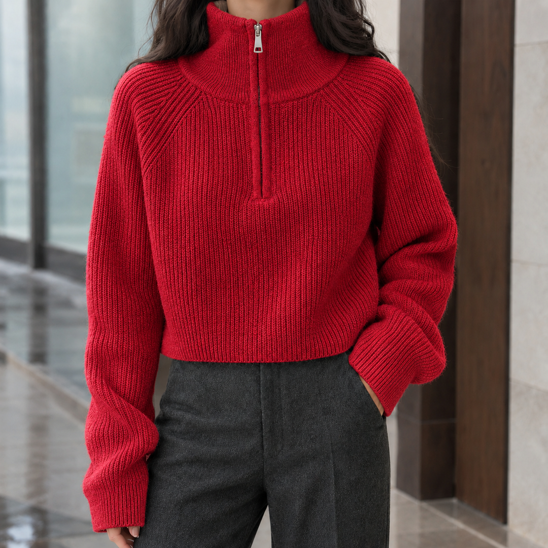 Jersey Corto con Cremallera – Rojo