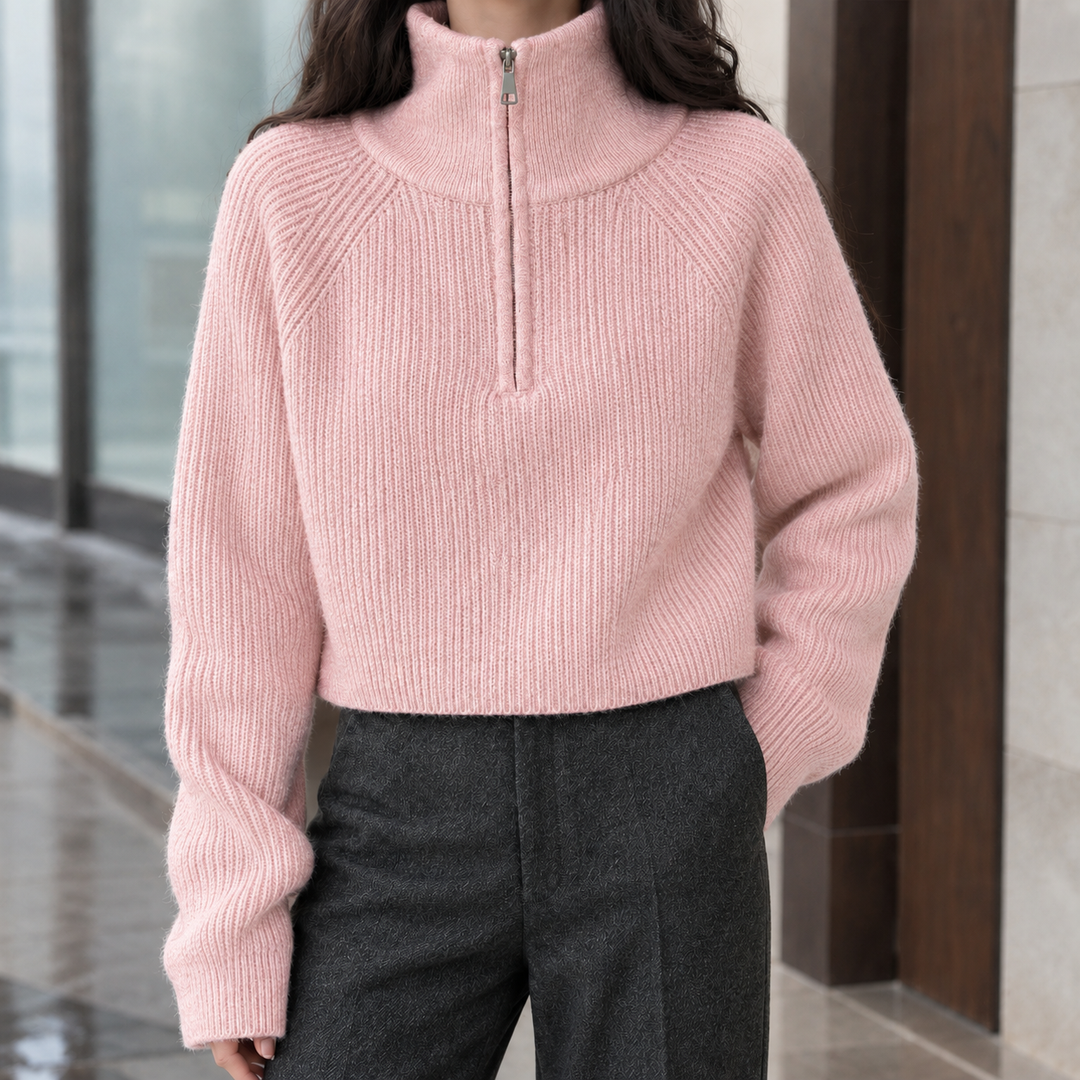 Jersey Corto con Cremallera – Rosa