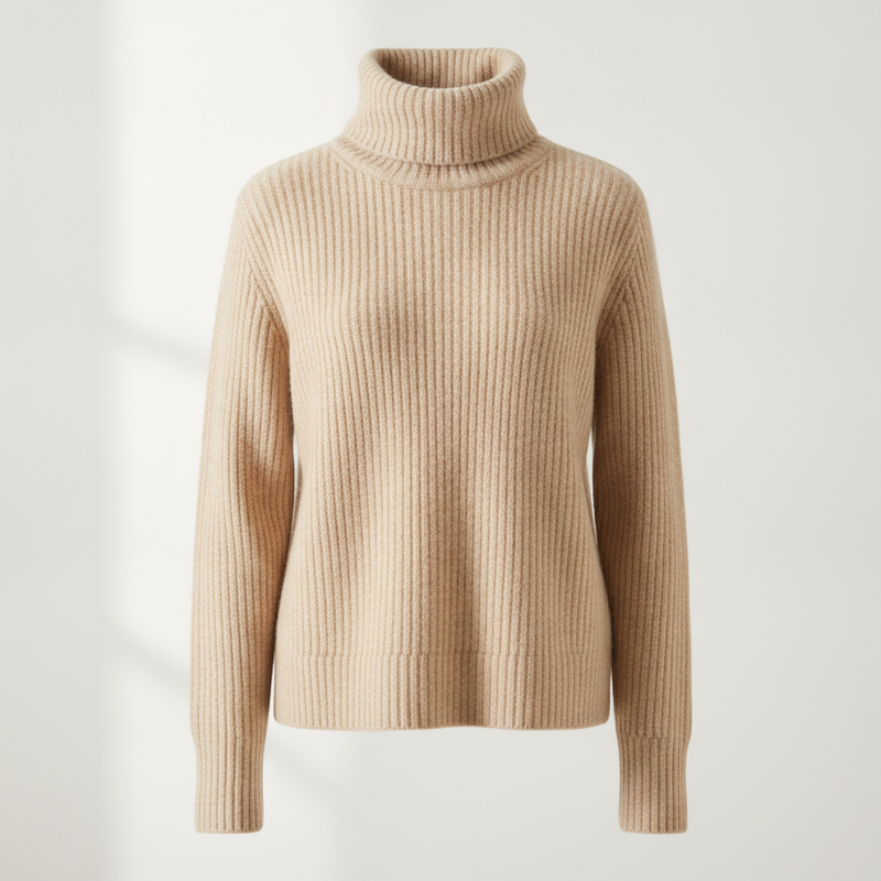 Jersey de cuello alto y tejido acanalado