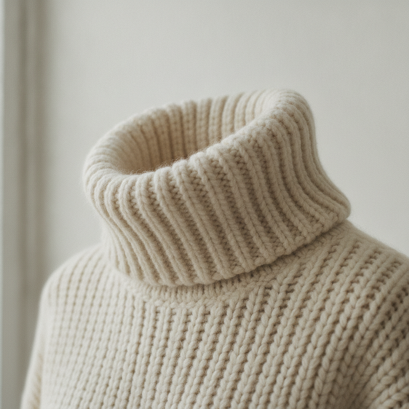 Jersey de cuello alto y tejido acanalado