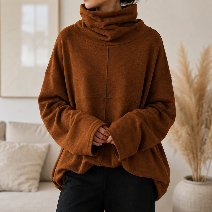 Jersey de Cuello Chimenea – Marrón