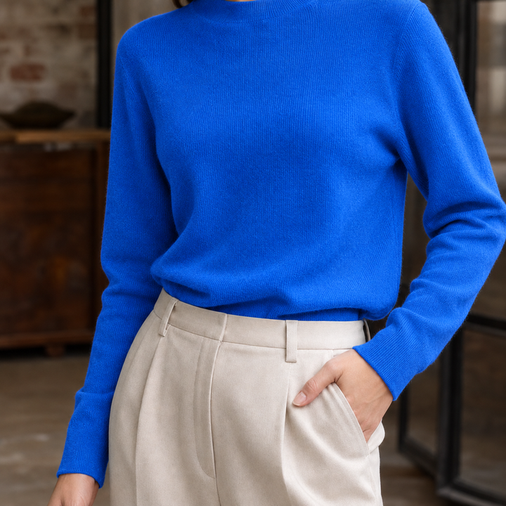 Jersey Entallado de Cuello Perkins – Azul Real