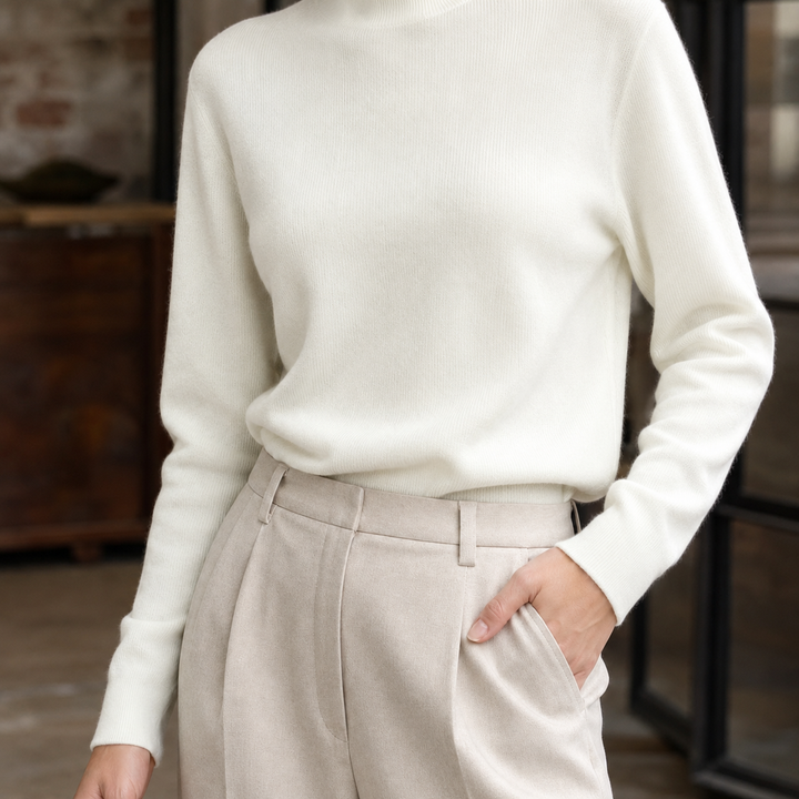 Jersey Entallado de Cuello Perkins – Blanco