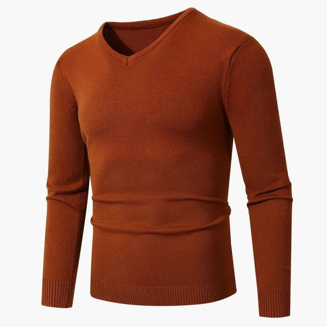 Jersey Entallado de Cuello Pico – Caramelo
