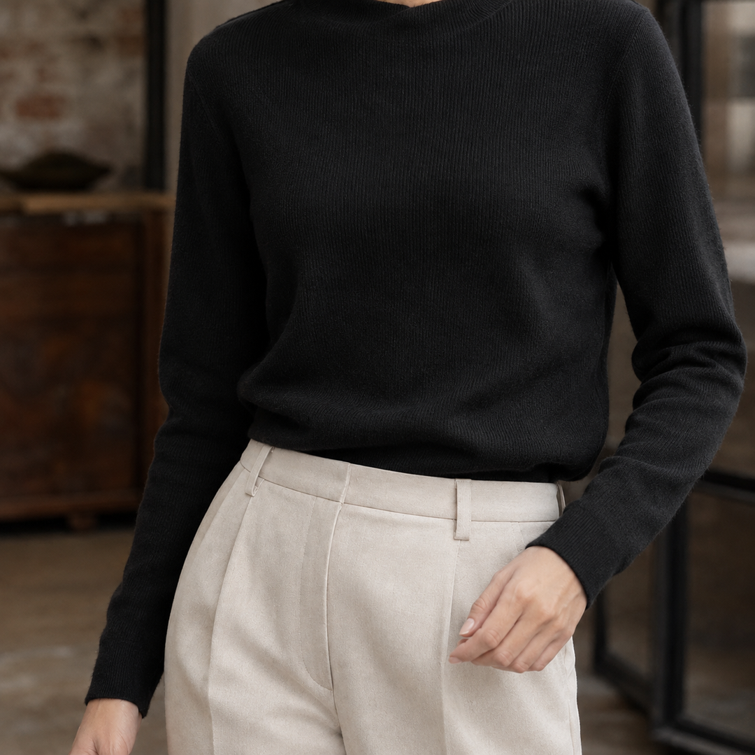 Jersey Entallado de Cuello Perkins – Negro