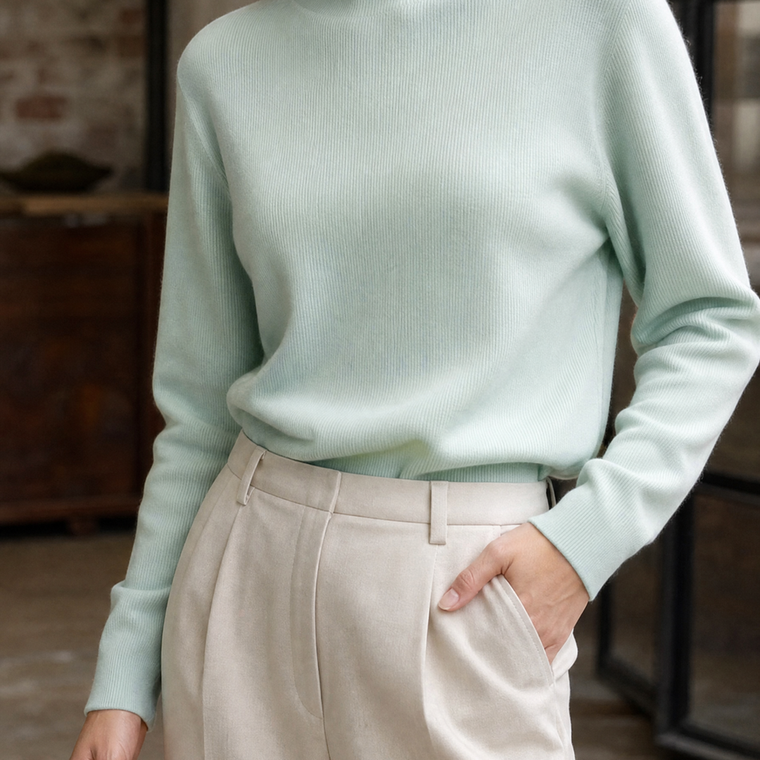 Jersey Entallado de Cuello Perkins – Verde Menta