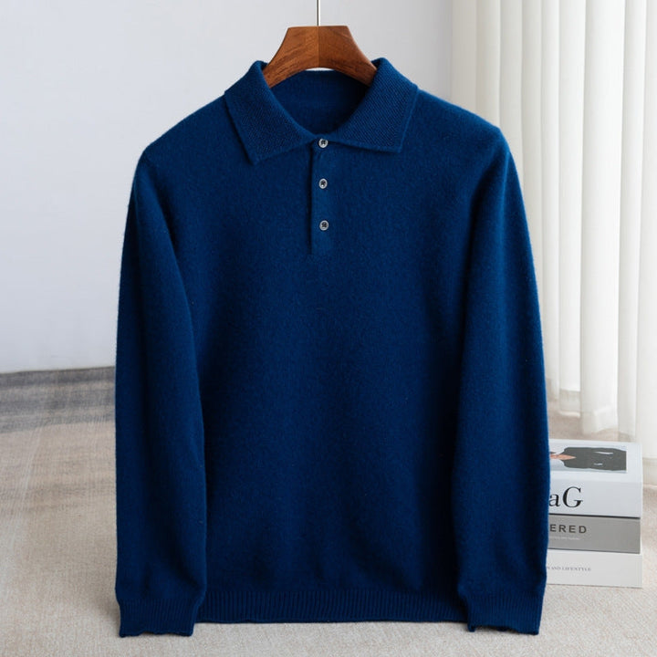 Jersey Estilo Polo con Botones – Azul Oscuro