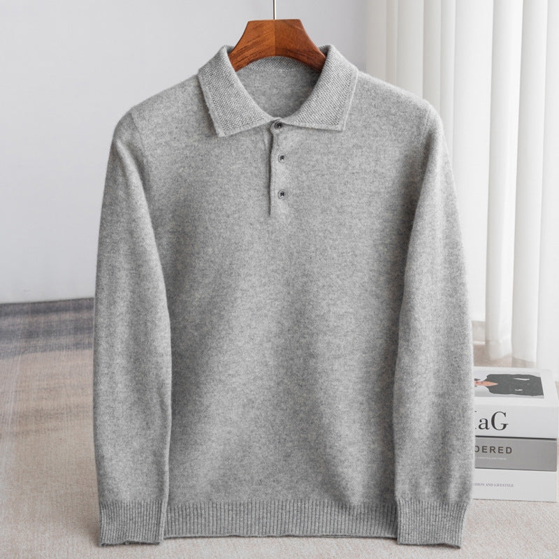 Jersey Estilo Polo con Botones – Gris Claro