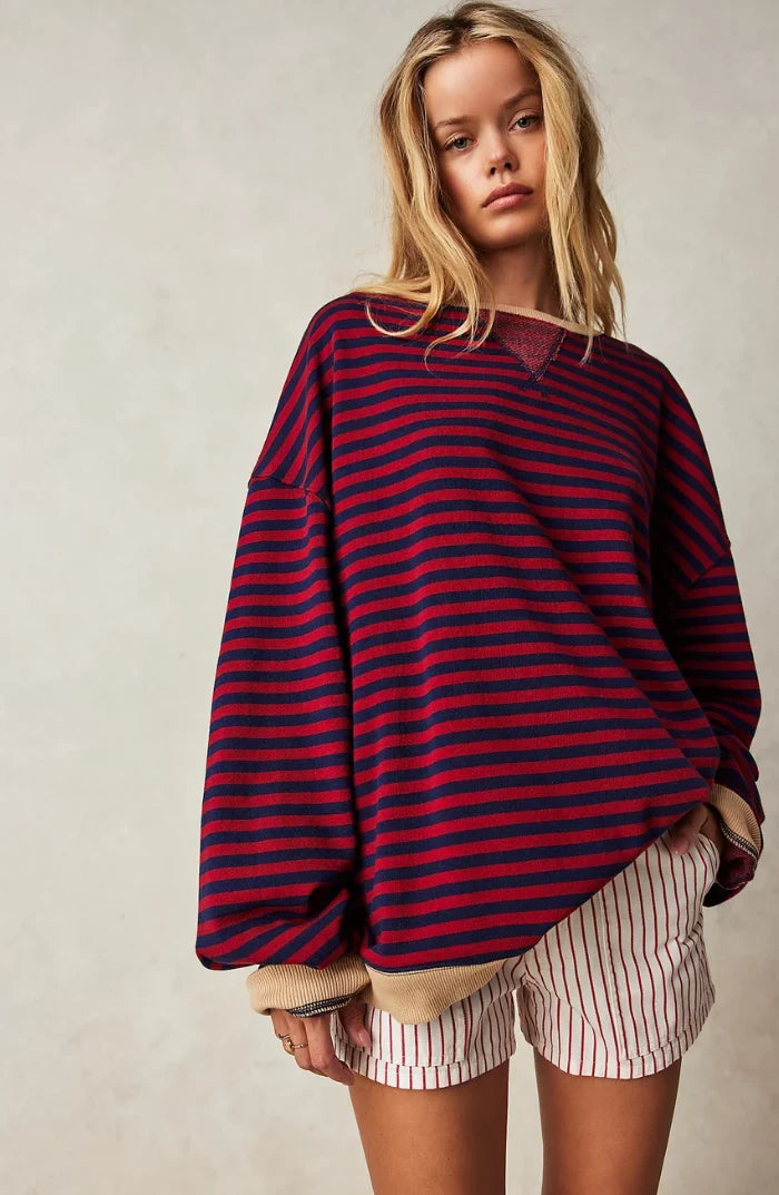 Jersey Holgado a Rayas – Negro y Rojo