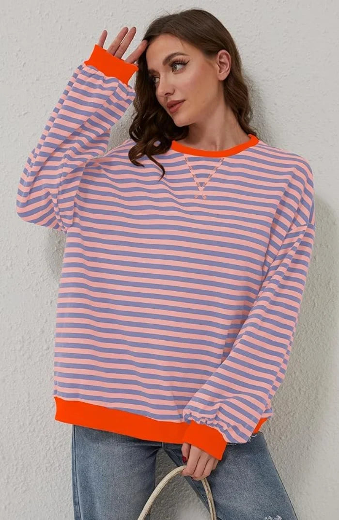 Jersey Holgado a Rayas – Naranja y Azul
