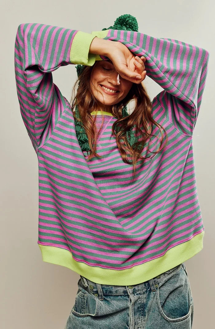 Jersey Holgado a Rayas – Verde y Rosa
