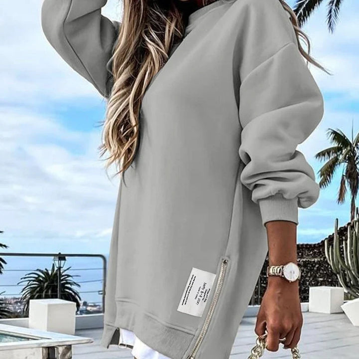 Jersey Largo con Cremallera Lateral – Gris