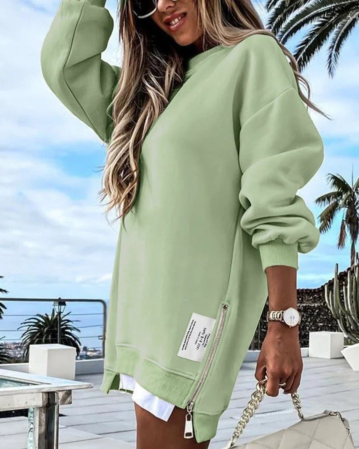 Jersey Largo con Cremallera Lateral – Verde Claro