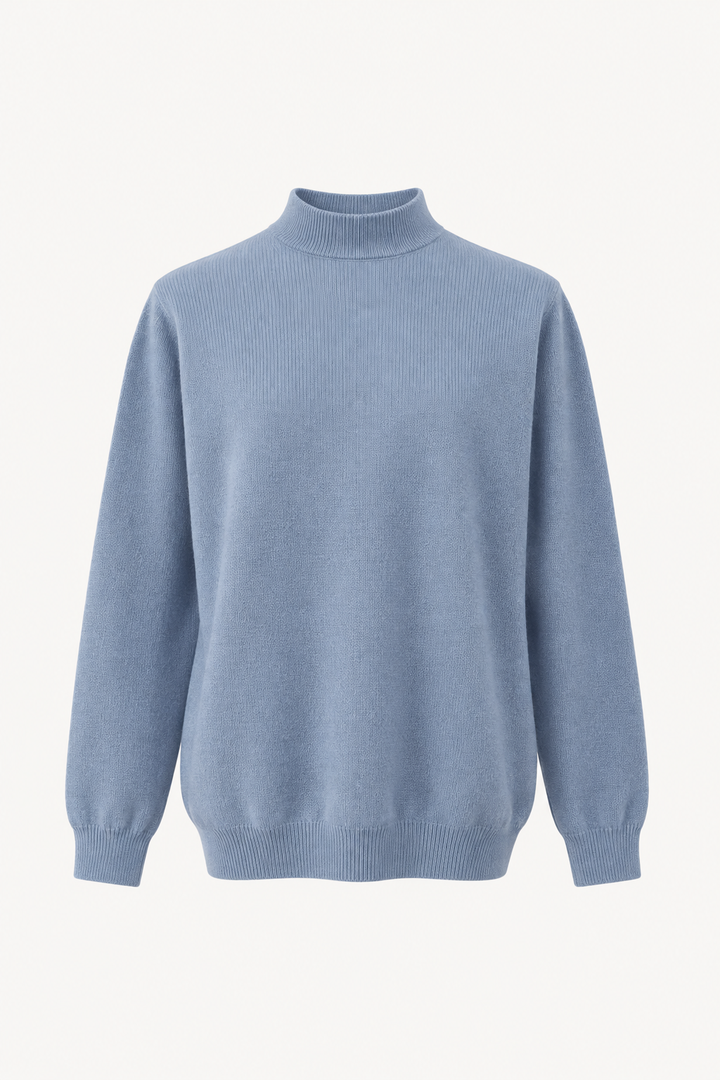Jersey Minimalista de Cuello Subido – Azul Claro
