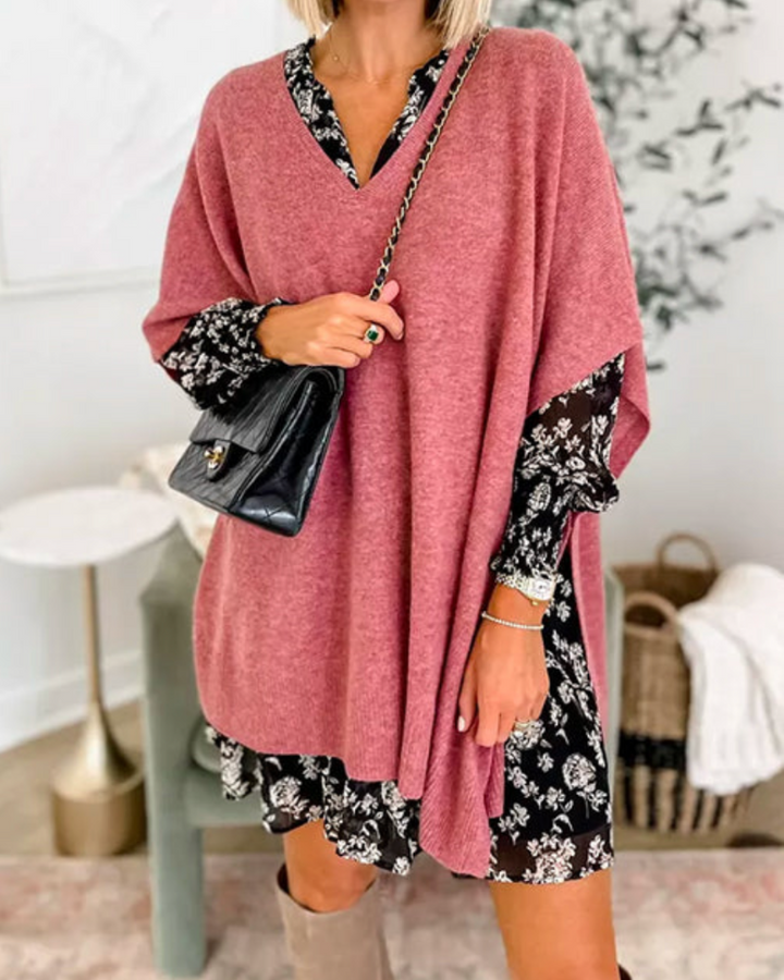 Jersey Poncho con Aberturas – Rosa