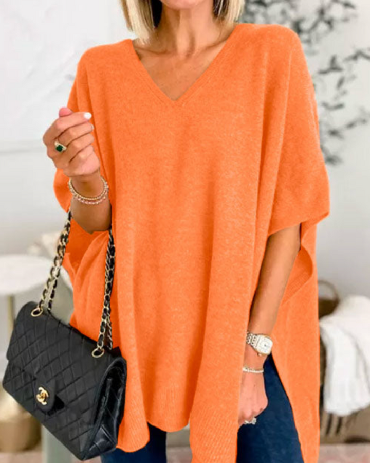 Jersey Poncho con Aberturas – Naranja