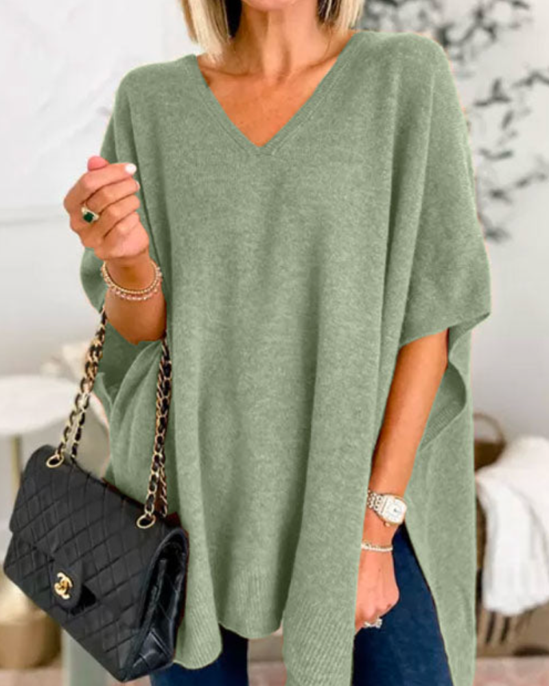 Jersey Poncho con Aberturas – Verde
