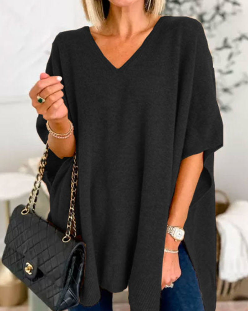 Jersey Poncho con Aberturas – Negro