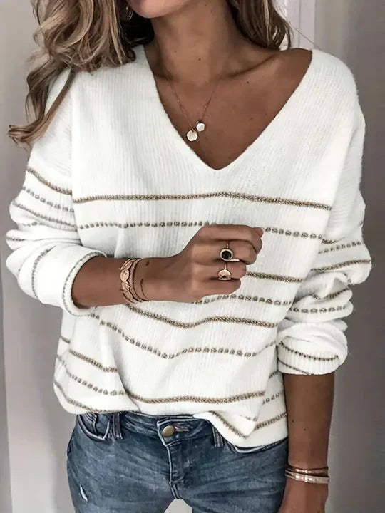 Jersey Relajado a Rayas – Blanco