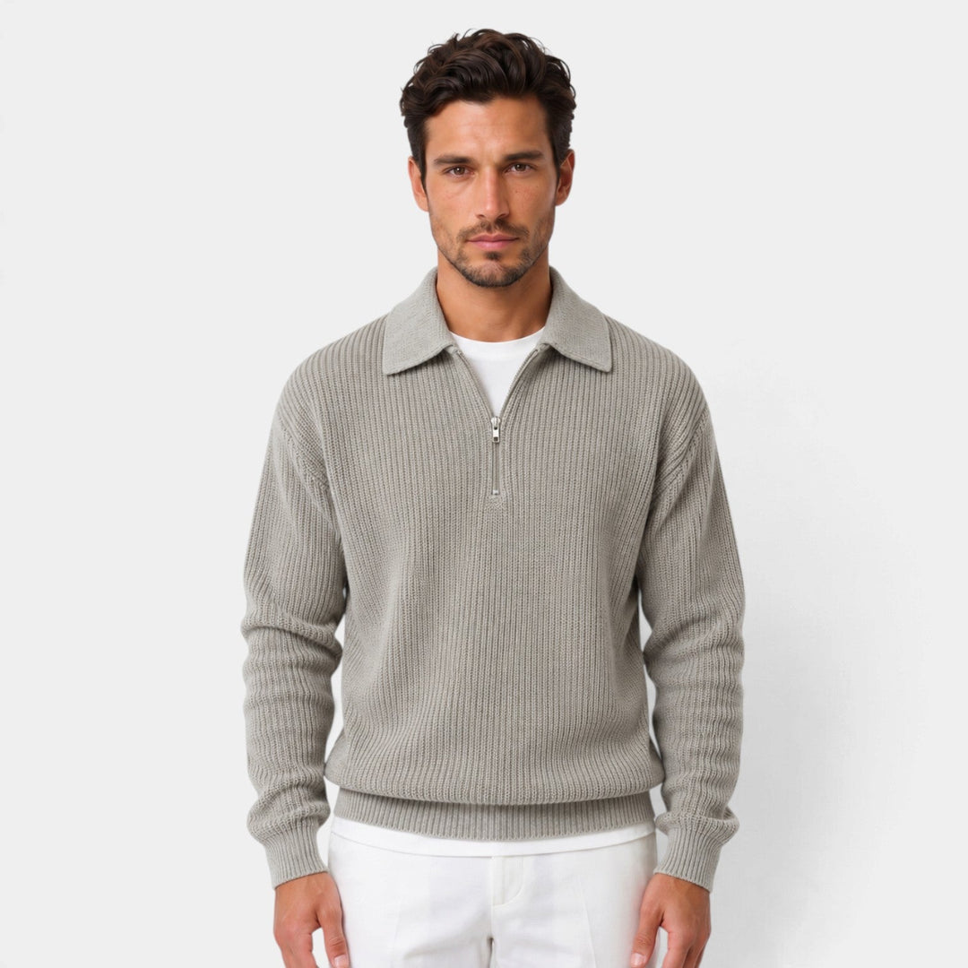 Jersey Relajado con Solapa – Gris