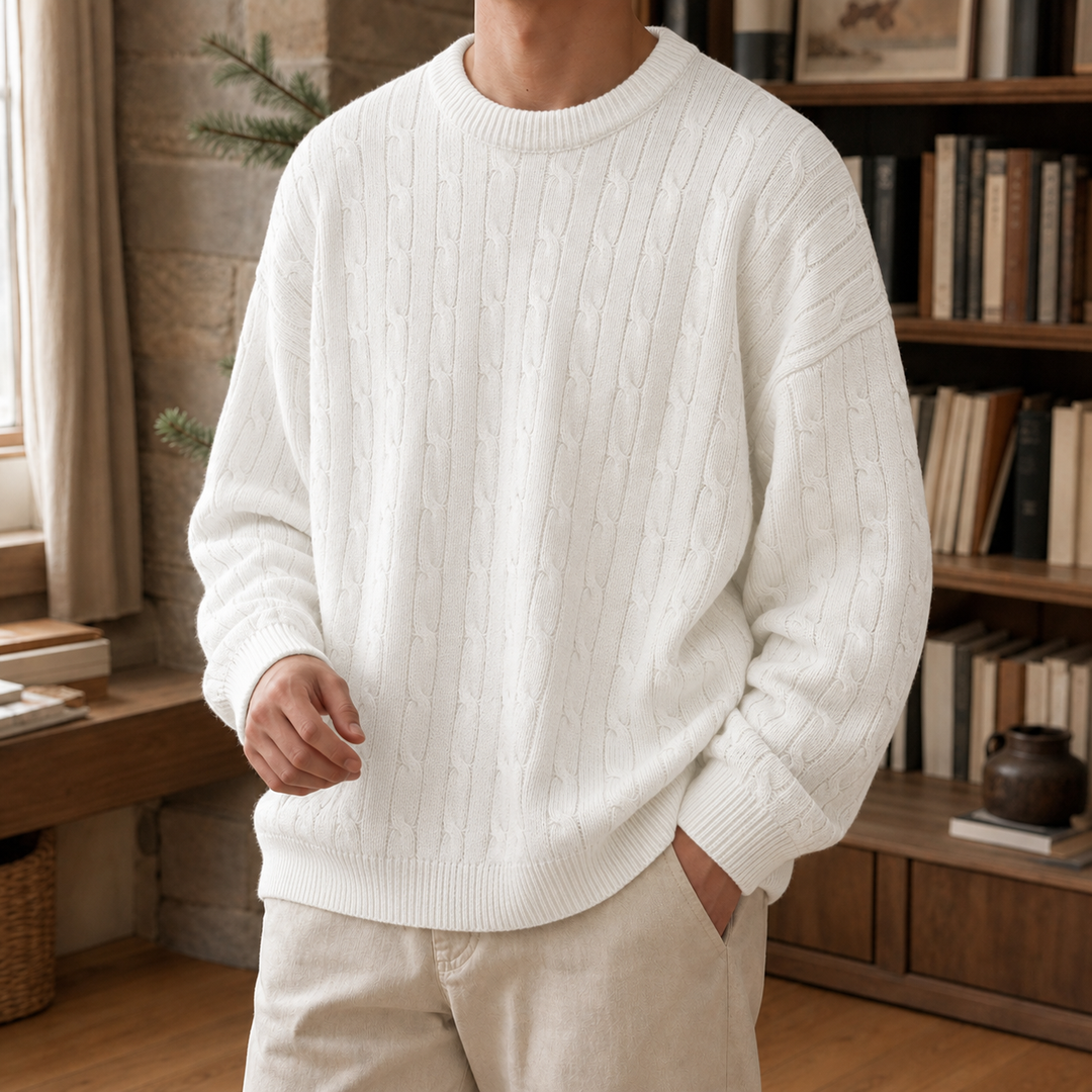 Jersey Relajado con Textura – Blanco