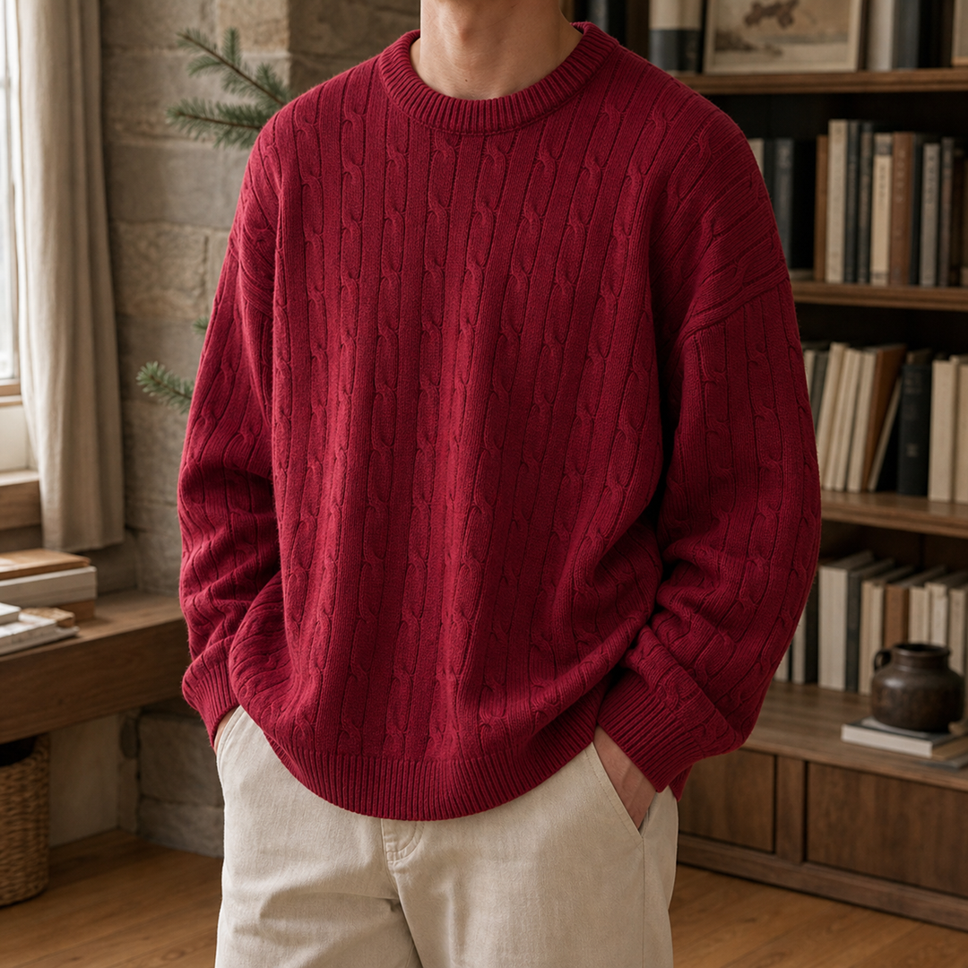 Jersey Relajado con Textura – Rojo
