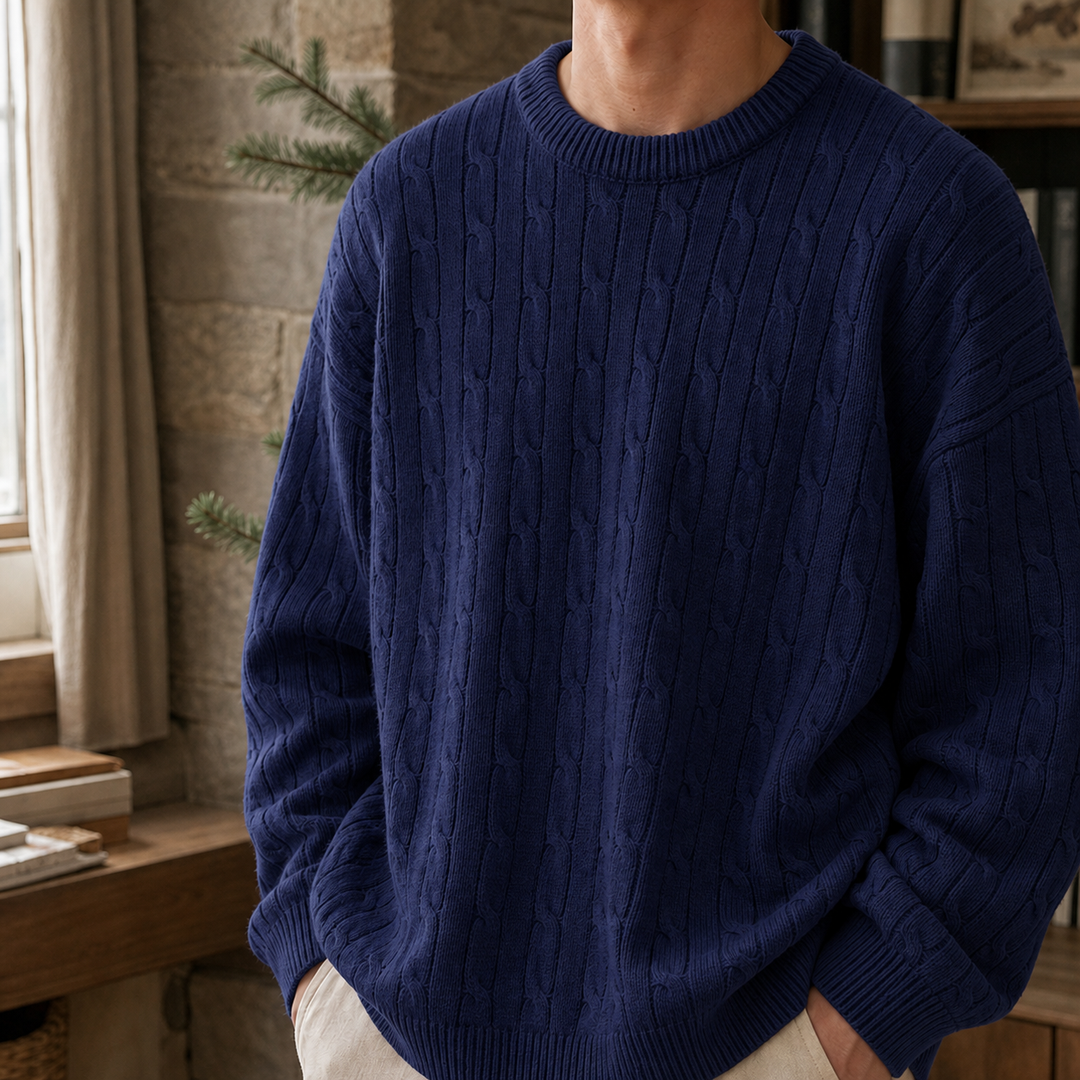 Jersey Relajado con Textura – Azul Marino