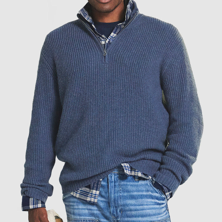 Jersey Suave con Cremallera – Azul