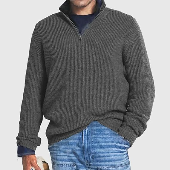 Jersey Suave con Cremallera – Gris