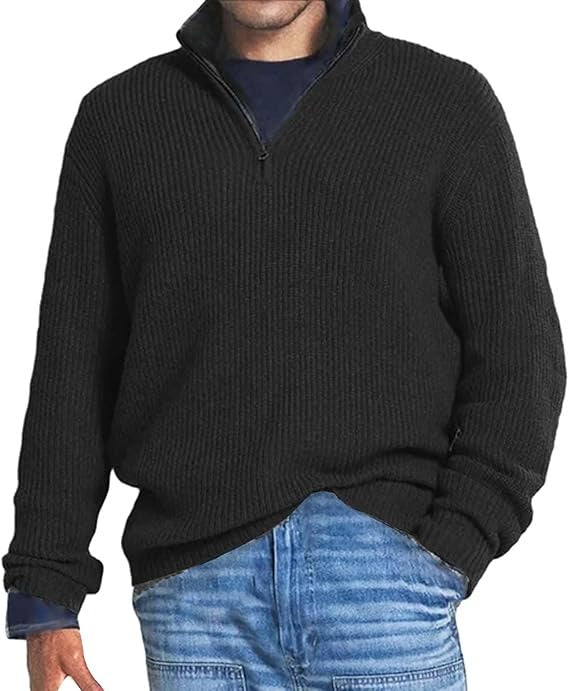 Jersey Suave con Cremallera – Negro