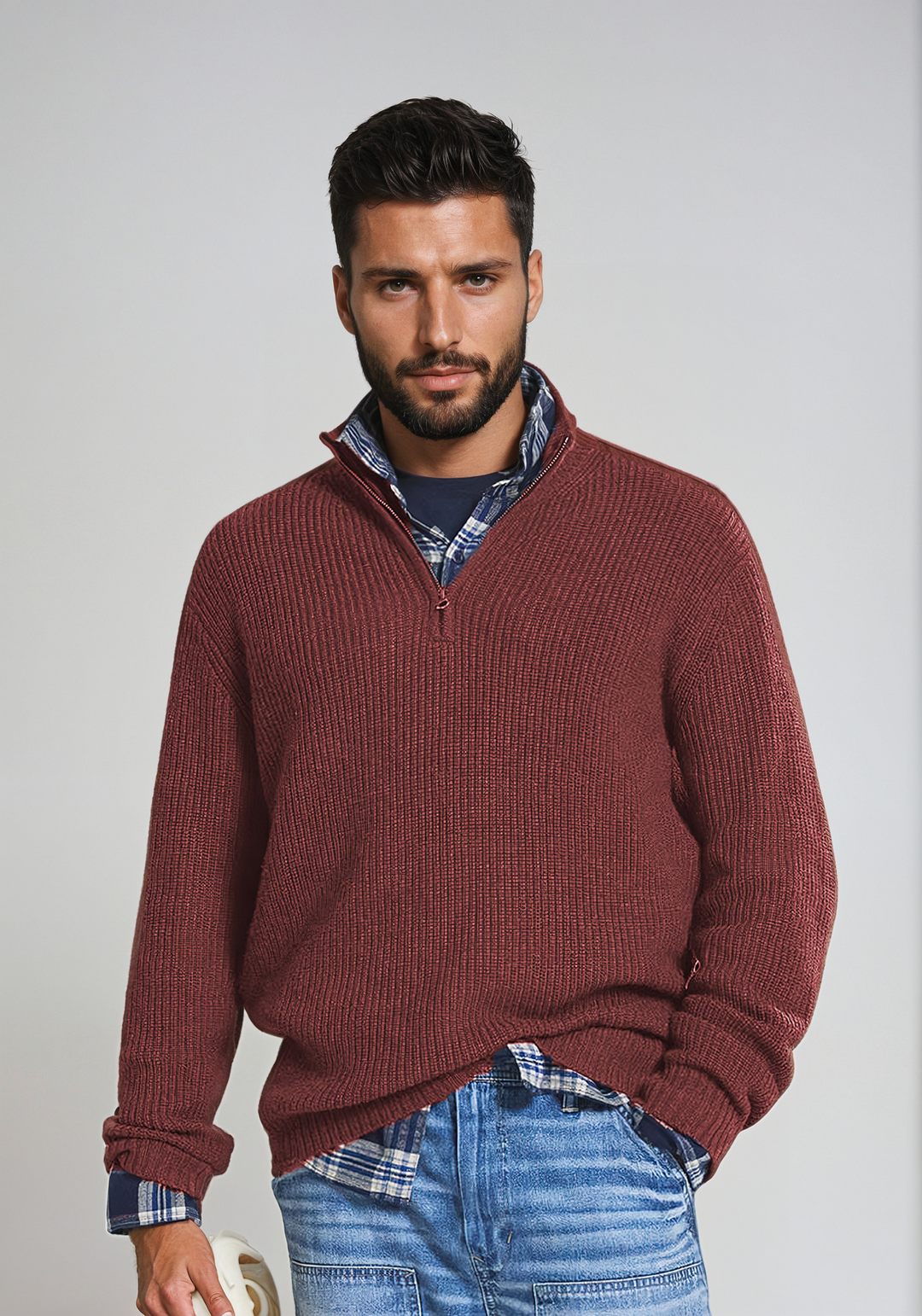 Jersey Suave con Cremallera – Rojo