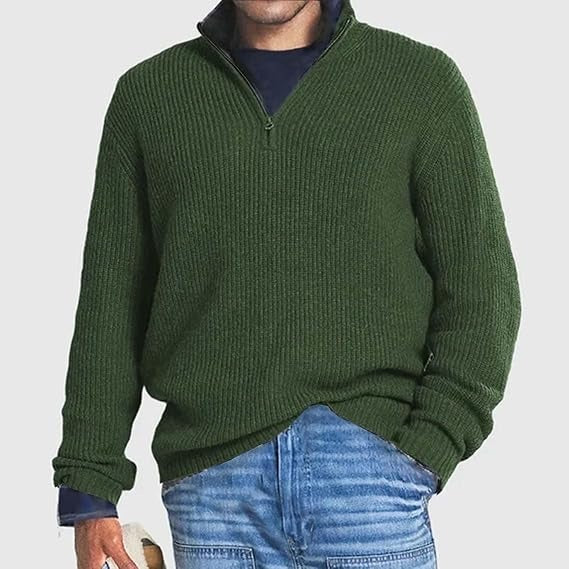 Jersey Suave con Cremallera – Verde