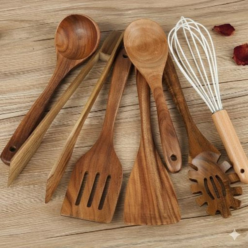 Juego de Utensilios de Cocina de Madera - 7 Piezas