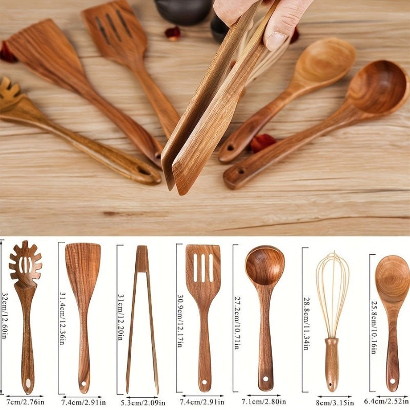 Juego de Utensilios de Cocina de Madera - 7 Piezas