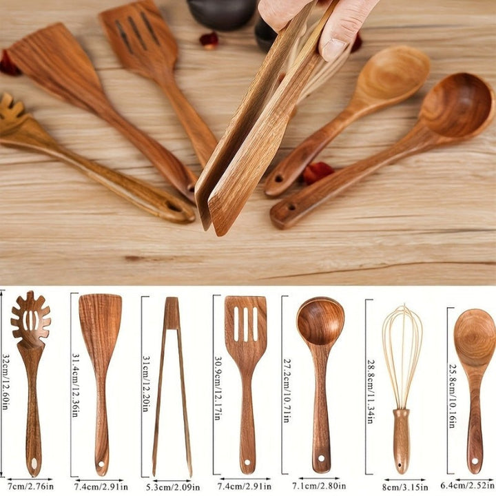 Juego de Utensilios de Cocina de Madera - 7 Piezas